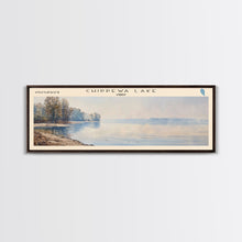 Cargar imagen en el visor de la galería, Chippewa Lake Ohio Framed Canvas Print, Lake House Decor, Panoramic Wide Art, Travel Poster, Modern Lake Painting, Nature Art