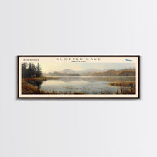 Cargar imagen en el visor de la galería, Cobbosseecontee Lake Maine Framed Canvas Print, Panoramic Lake House Decor, Wide Wall Art, Travel Poster, Rustic Lake Painting, Nature Art