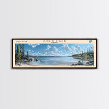 Load image into Gallery viewer, Cold Lake Framed Canvas Print, Lake House Art, Panoramic Wide Art, Travel Poster, Modern Lake Painting, Home Decor
