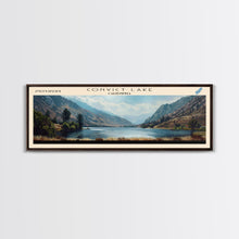 Cargar imagen en el visor de la galería, Convict Lake California Framed Canvas Print, Lake House Art, Panoramic Wide Art, Travel Poster, Modern Lake Painting, Nature Art