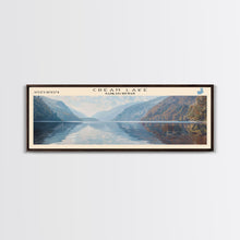 Load image into Gallery viewer, Crean Lake Framed Canvas Print, Lake House Decor, Panoramic Wall Art, Travel Poster, Rustic Lake Painting, Nature Art