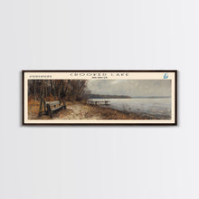 Load image into Gallery viewer, Crooked Lake Michigan Framed Canvas Print, Lake House Art, Panoramic Wall Art, Travel Poster, Minimalist Lake Painting, Home Decor