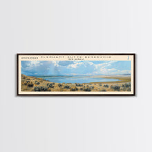 Load image into Gallery viewer, Elephant Butte Reservoir New Mexico Framed Canvas Print, Panoramic Lake House Decor, Wall Art, Travel Poster, Rustic Lake Painting, Nature Art
