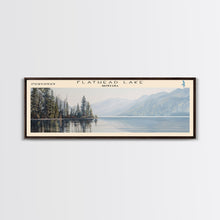 Carregar imagem no visualizador da galeria, Flathead Lake Framed Canvas Print, Lake House Decor, Panoramic Wall Art, Travel Poster, Picturesque Lake Painting, Nature Art