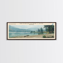 Carregar imagem no visualizador da galeria, Georgetown Lake Montana Framed Canvas Print, Lake House Art, Panoramic Wall Art, Travel Poster, Scenic Lake Painting, Home Decor