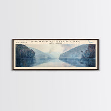 Load image into Gallery viewer, South Lake California Panoramic Framed Canvas Print, Lake House Decor, Wall Art, Travel Poster, Serene Landscape, Modern Art