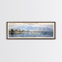 Load image into Gallery viewer, South Lake California Panoramic Framed Canvas Print, Lake House Decor, Wall Art, Travel Poster, Serene Landscape, Modern Art