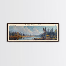 Load image into Gallery viewer, Trout Lake Canada Northwest Territories Panoramic Wall Art, Framed Canvas Print, Lake House Decor, Travel Poster, Beautiful Lake Scene, Home Decor