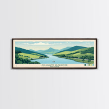 Load image into Gallery viewer, Allegheny Reservoir New York Framed Canvas Print, Panoramic Travel Poster, Pop Art, Midcentury Modern Wall Art, Lake House Art