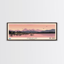 Load image into Gallery viewer, American Lake Colorado Framed Canvas Print, Panoramic Travel Poster, Pop Art, Midcentury Modern Wall Art, Scenic Bedroom Art