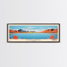 Load image into Gallery viewer, Amistad Reservoir Texas Framed Canvas Print, Panoramic Travel Poster, Midcentury Modern Wall Art, Pop Art, Nature Bedroom Decor