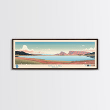 Load image into Gallery viewer, Angel Lake Nevada Framed Canvas Print, Panoramic Wall Art, Midcentury Modern, Pop Art, Travel Poster, Scenic Lake House Art