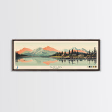 Load image into Gallery viewer, Bear Lake Southwest Alaska Framed Canvas Print, Panoramic Wall Art, Midcentury Modern, Pop Art, Travel Poster, Scenic Bedroom Art, Living Room Decor