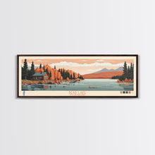 Load image into Gallery viewer, Bear Lake Utah Idaho Framed Canvas Print, Panoramic Travel Poster, Midcentury Modern Wall Art, Pop Art, Nature Living Room Art, Lake House Decor
