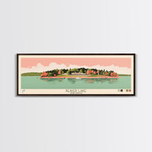 Load image into Gallery viewer, Beaver Lake Arkansas Framed Canvas Print, Panoramic Wall Art, Midcentury Modern, Pop Art, Travel Poster, Scenic Lake House Art, Bedroom Decor
