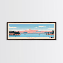 Load image into Gallery viewer, Big Bear Lake California Framed Canvas Print, Panoramic Wall Art, Midcentury Modern, Pop Art, Travel Poster, Scenic Bedroom Art, Living Room Decor
