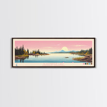 Load image into Gallery viewer, Blackwater Lake Northwest Territories Framed Canvas Print, Panoramic Wall Art, Midcentury Modern, Pop Art, Travel Poster, Scenic Living Room Art, Lake House Decor