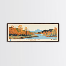 Load image into Gallery viewer, Blairs Valley Lake Maryland Framed Canvas Print, Panoramic Travel Poster, Midcentury Modern Wall Art, Pop Art, Nature Bedroom Art, Scenic Lake House Decor