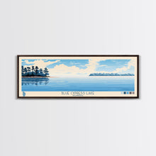 Load image into Gallery viewer, Blue Cypress Lake Florida Framed Canvas Print, Panoramic Wall Art, Midcentury Modern, Pop Art, Travel Poster, Scenic Living Room Art, Lake House Decor