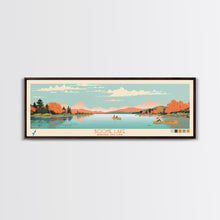 Load image into Gallery viewer, Boone Lake Rhode Island Framed Canvas Print, Panoramic Travel Poster, Midcentury Modern Wall Art, Pop Art, Nature Bedroom Decor, Scenic Lake House Art