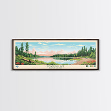 Load image into Gallery viewer, Bowdish Lake Rhode Island Framed Canvas Print, Panoramic Travel Poster, Midcentury Modern Wall Art, Pop Art, Nature Bedroom Decor, Scenic Lake House Art