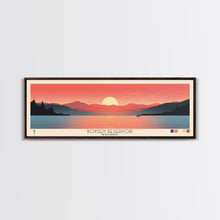 Load image into Gallery viewer, Boysen Reservoir Wyoming Framed Canvas Print, Panoramic Travel Poster, Midcentury Modern Wall Art, Pop Art, Nature Bedroom Decor, Scenic Lake House Art