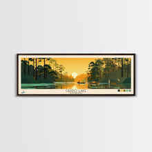 Carregar imagem no visualizador da galeria, Caddo Lake Louisiana Framed Canvas Print, Pop Art Panoramic Travel Poster, Midcentury Modern, Wall Art, Scenic Nature Painting, Bedroom Decor