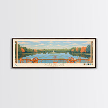 Carregar imagem no visualizador da galeria, Cagles Mill Lake Indiana Framed Canvas Print, Midcentury Modern Panoramic Wall Art, Living Room Decor, Pop Art, Travel Poster Art, Scenic Nature Painting