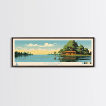 Carregar imagem no visualizador da galeria, Calcasieu Lake Louisianna Framed Canvas Print, Pop Art Panoramic Travel Poster, Midcentury Modern, Wall Art, Scenic Nature Painting, Bedroom Decor