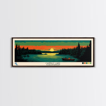 Carregar imagem no visualizador da galeria, Candle Lake Saskatchewan Framed Canvas Print, Midcentury Modern Panoramic Wall Art, Living Room Decor, Pop Art, Travel Poster Art, Scenic Nature Painting