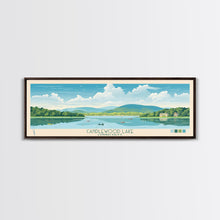 Carregar imagem no visualizador da galeria, Candlewood Lake Connecticut Framed Canvas Print, Pop Art Panoramic Travel Poster, Midcentury Modern, Wall Art, Scenic Nature Painting, Bedroom Decor