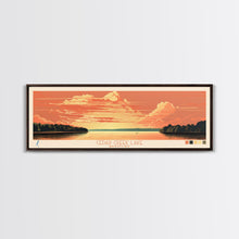 Cargar imagen en el visor de la galería, Cedar Creek Lake Kentucky Framed Canvas Print, Midcentury Modern Panoramic Wall Art, Living Room Decor, Pop Art, Travel Poster Art, Scenic Nature Painting, Lake House Decor