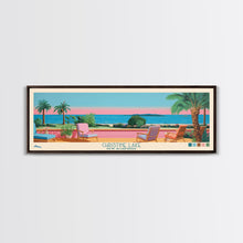Load image into Gallery viewer, Christine Lake New Hamphire Framed Canvas Print, Pop Art Panoramic Travel Poster, Midcentury Modern, Wall Art, Scenic Nature Painting, Bedroom Decor, Living Room Art