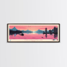 Cargar imagen en el visor de la galería, Cobbosseecontee Lake Maine Framed Canvas Print, Midcentury Modern Panoramic Wall Art, Living Room Decor, Pop Art, Travel Poster Art, Scenic Nature Painting, Lake House Decor