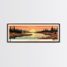 Cargar imagen en el visor de la galería, Colville Lake Northwest Territories Framed Canvas Print, Pop Art Panoramic Travel Poster, Bedroom Decor, Midcentury Modern, Wall Art, Scenic Lake House, Nature Art