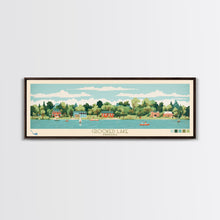 Load image into Gallery viewer, Crooked Lake Indiana Framed Canvas Print, Midcentury Modern Panoramic Wall Art, Living Room Decor, Pop Art, Travel Poster Art, Scenic Nature Painting, Lake House Decor