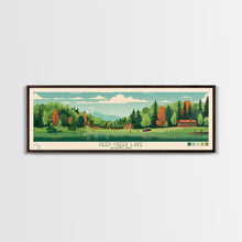 Load image into Gallery viewer, Deep Creek Lake Maryland Framed Canvas Print, Midcentury Modern Panoramic Wall Art, Bedroom Decor, Pop Art, Travel Poster Art, Scenic Nature Painting