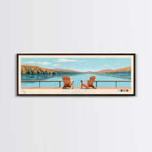 Load image into Gallery viewer, Deep Creek Lake Maryland Framed Canvas Print, Midcentury Modern Panoramic Wall Art, Living Room Decor, Pop Art, Travel Poster Art, Scenic Nature Painting
