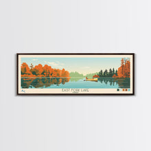 Load image into Gallery viewer, East Fork Lake Ohio Framed Canvas Print, Panoramic Wall Art, Midcentury Modern, Pop Art, Bedroom Decor, Travel Poster, Artistic Lake Painting