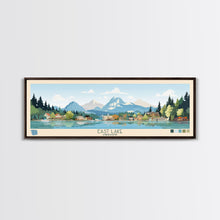 Load image into Gallery viewer, East Lake Oregon Framed Canvas Print, Panoramic Landscape Art, Midcentury Modern, Pop Art, Living Room Wall Art, Travel Poster, Beautiful Nature Art