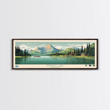 Load image into Gallery viewer, Emerald Lake Colorado Framed Canvas Print, Panoramic Art, Midcentury Modern, Pop Art, Living Room Wall Art, Travel Poster, Lake Art