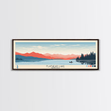 Carregar imagem no visualizador da galeria, Flathead Lake Montana Framed Canvas Print, Panoramic Wall Art, Midcentury Modern, Pop Art, Bedroom Decor, Travel Poster, Nature Art, Artistic Decor