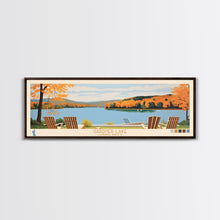 Load image into Gallery viewer, Gardner Lake Connecticut Framed Canvas Print, Panoramic Wall Art, Midcentury Modern, Pop Art, Bedroom Decor, Travel Poster, Lake View, Artistic Decor