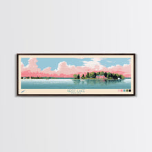 Load image into Gallery viewer, Geist Lake Indiana Framed Canvas Print, Panoramic Art, Midcentury Modern, Pop Art, Living Room Decor, Travel Poster, Nature Art, Wall Art