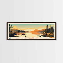 Load image into Gallery viewer, Georgetown Lake Montana Framed Canvas Print, Panoramic Wall Art, Midcentury Modern, Pop Art, Living Room Decor, Travel Poster, Nature Art, Lake House Art