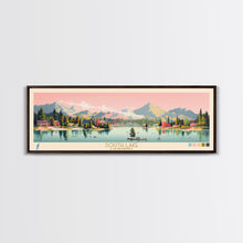 Load image into Gallery viewer, South Lake, California Framed Canvas Print, Lake House Decor, Midcentury Modern Art, Pop Art, Travel Poster, Bedroom Wall Art