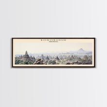 Load image into Gallery viewer, Borobudur Travel Poster Print, Framed Canvas Print, COUNTRY Travel Art, Wood Framed Art, Wall Hanging, Home Decor