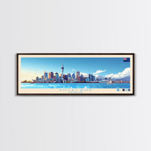 Load image into Gallery viewer, Auckland, New Zealand Panoramic Travel Poster Canvas Print, Auckland, New Zealand Painting, New Zealand Art, Auckland Travel Art, Guest Room Painting