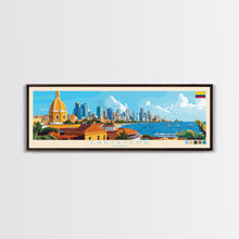 Cargar imagen en el visor de la galería, Cartagena, Colombia Panoramic Travel Poster Canvas Print, Cartagena, Colombia Painting, Colombia Art, Cartagena Travel Art, Guest Room Painting