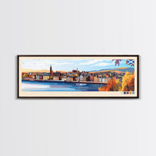 Load image into Gallery viewer, Dundee, Scotland Panoramic Travel Poster Canvas Print, Dundee, Scotland Painting, Scotland Art, Dundee Panoramic Travel Art, Travel Painting